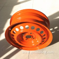 Bright orange spray powder coating for wheel spray